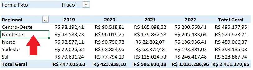 Mostrar Páginas do Filtro de Relatório da Tabela Dinâmica 3