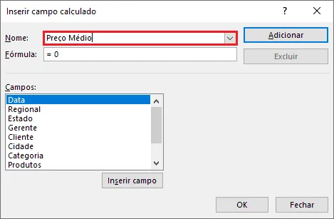 Campos Calculados em Tabelas Dinâmicas Exce 4