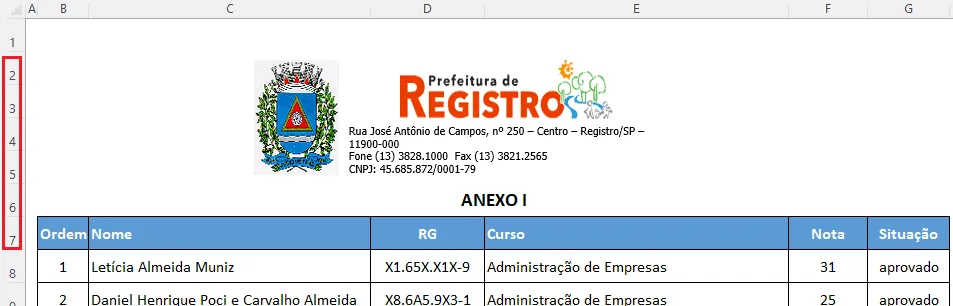 Como repetir cabeçalho em todas as páginas da impressão no Excel 4