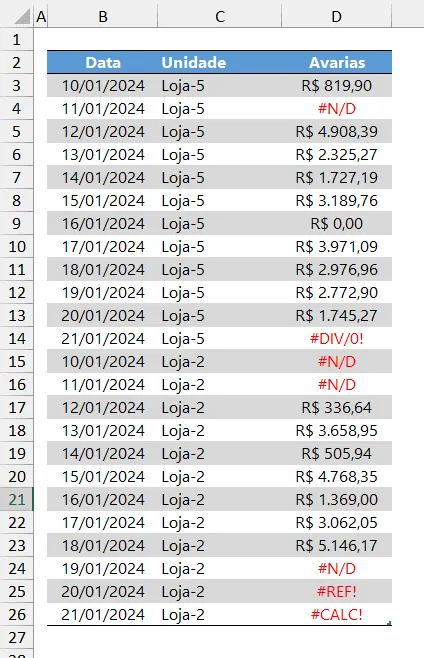 somar ignorando erros excel 1