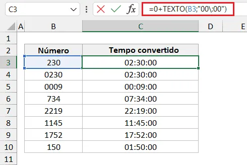 Como Transformar Número em Hora no Excel 3