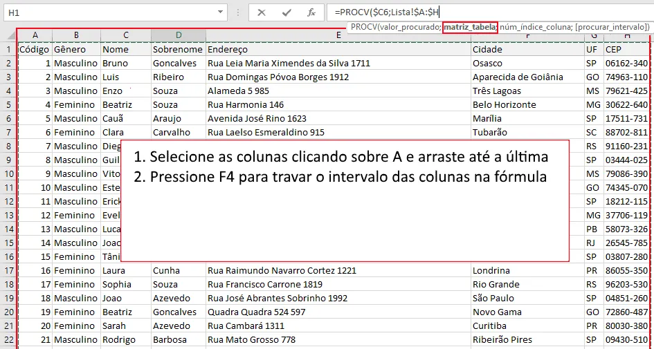 Como usar o PROCV no Excel (VLOOKUP) 7