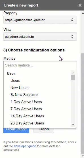 Conectar Excel no Google Analytics