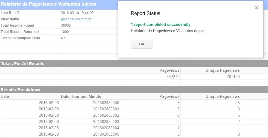 Conectar google analytics no Excel 5