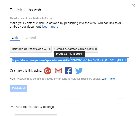 Conectar google analytics no Excel 7