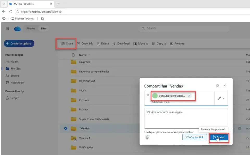 conectar onedrive no power query excel 5