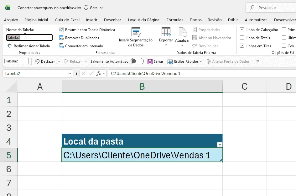 conectar onedrive no power query excel 7