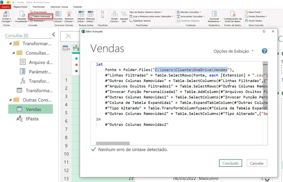 conectar onedrive no power query excel 8