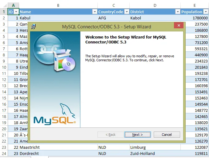 Conexão MySQL no Excel