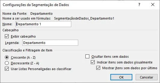configurar slicer excel