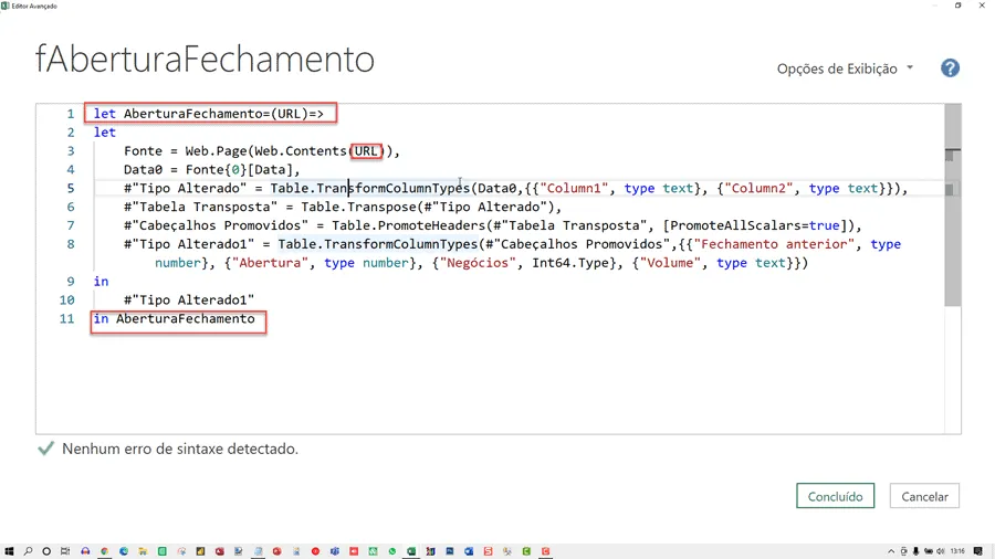 Consultar dados de ações no Excel Power Query 13