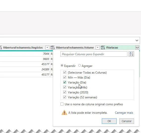 Consultar dados de ações no Excel Power Query 18