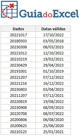 Converter data no padrão aaaammdd para data válida no Excel