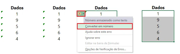 Converter texto em número no Excel 5