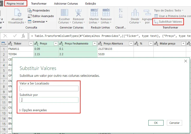 Cotações bovespa no Excel 7