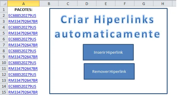 Criar hiperlinks automaticamente no Excel com VBA