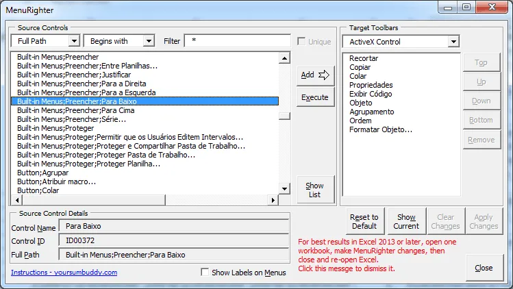 Customizar botão direito do mouse
