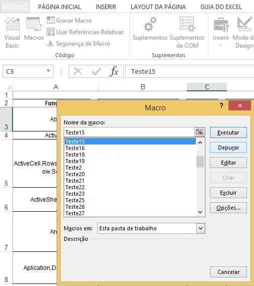 Dicionário VBA Excel com exemplos
