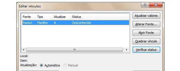 Editar links externos no Excel - Editar vínculos Excel