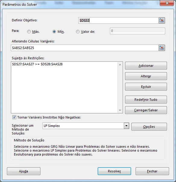 Escala de trabalho com solver plantão hospital 5