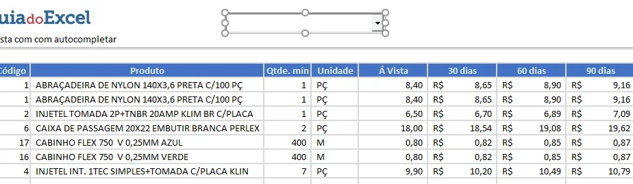 [Excel] Auto completar e selecionar em Lista de validação - Planilha de promoções 6