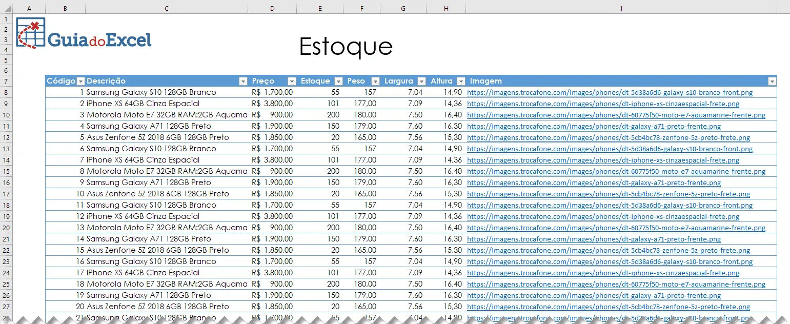 Excel Cadastro de Produtos com Imagem 1