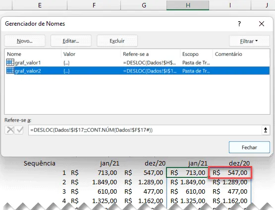Excel Mudar grafico ao passar o mouse MouseHover 7