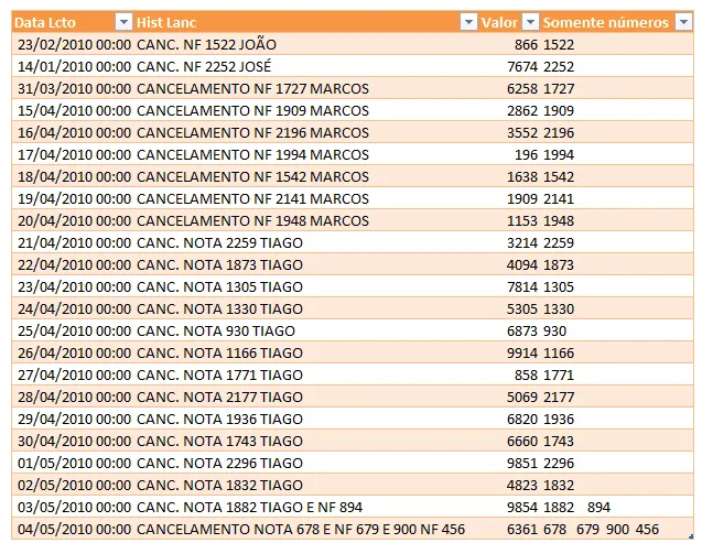 extrair números excel 4