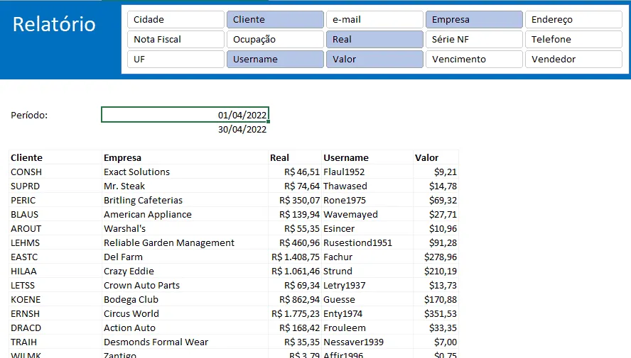 Filtrar colunas e formatar colunas Excel 6