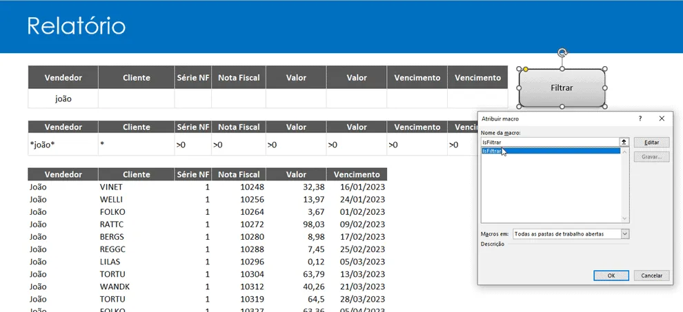 Filtrar dados de uma planilha para outra Excel 10