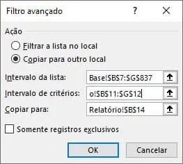 filtrar dados de uma planliha para outra no Excel 4