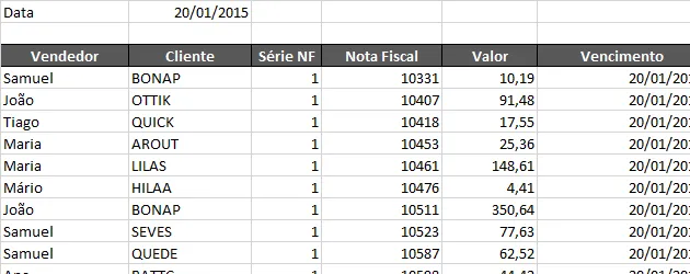 Filtro automático com data Excel