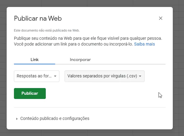 Integração Google Forms e Excel - Dashboard Pesquisa 5