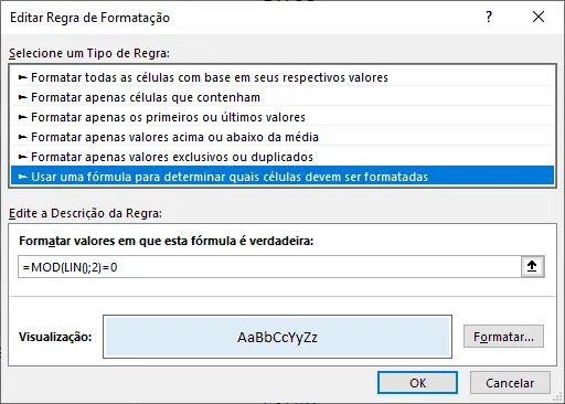 formatação condicional com fórmula 2
