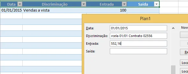 Excel - Função formulário