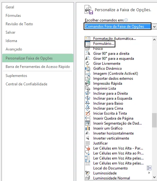 Excel - Função Formulário