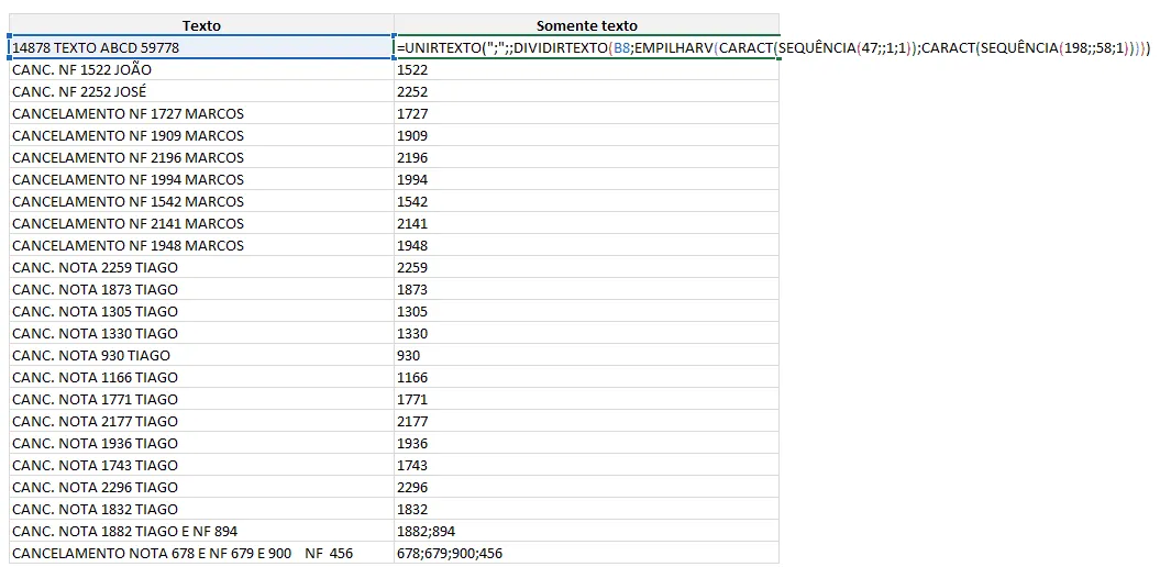 somente número excel dividirtexto 1