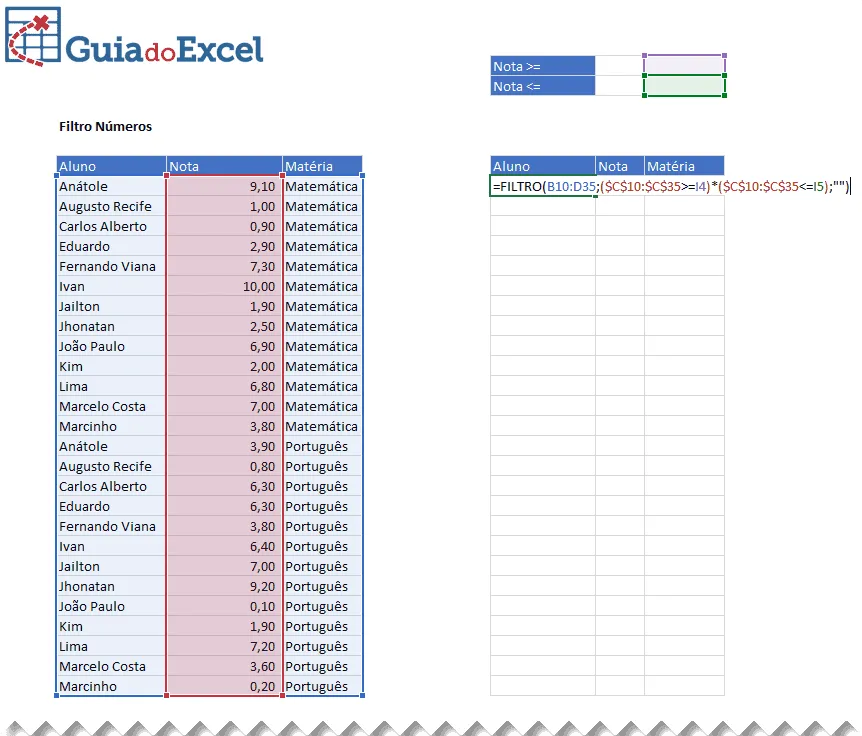 Função Filtro Excel 6
