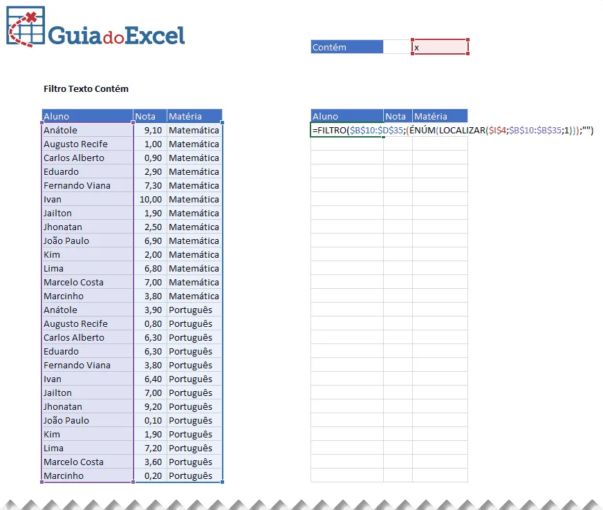 Função Filtro Excel 8