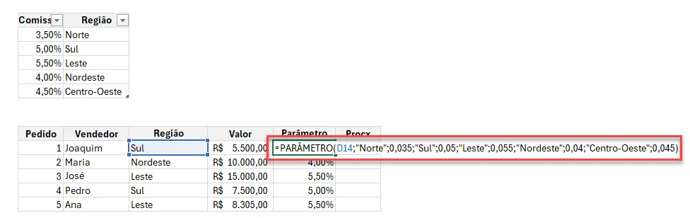 função parâmetro excel 2