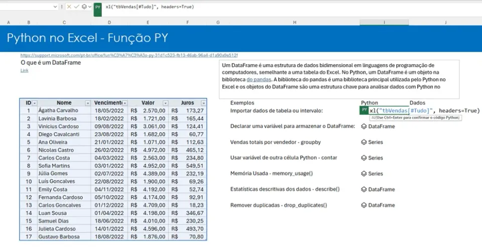 Função Python Excel - PY 2