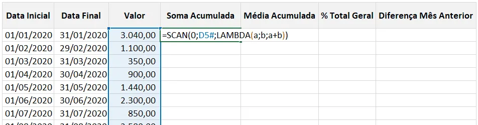 função scan Excel 5
