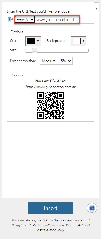 qr code excel