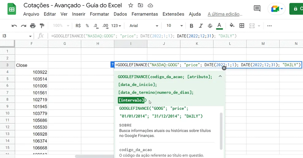 planilha de cotações bovespa 3