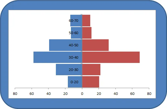 Gráfico de distribuição de idade e gênero excel 10