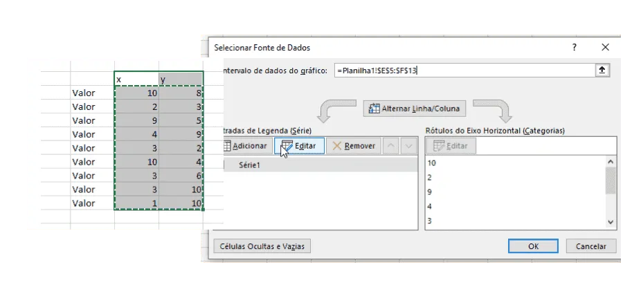 Gráfico de tiro ao alvo Excel 3