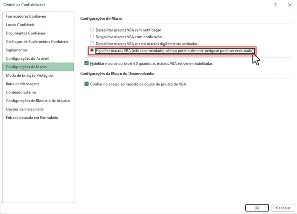 As Macros Foram Desabilitadas - Como Habilitar Macros no Excel 5