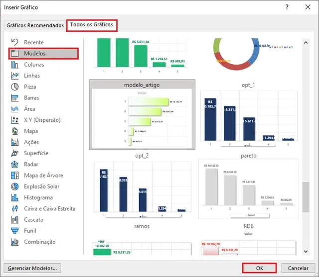 Como salvar e reutilizar gráficos como modelo no Excel