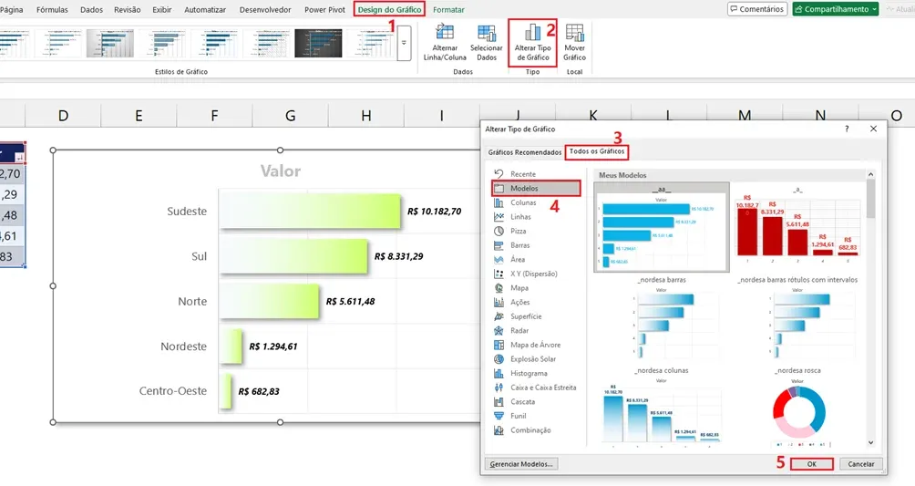Como salvar e reutilizar gráficos como modelo no Excel