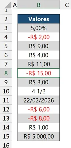 contar apenas números positivos excel